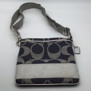 Coach Crossbody Bag.  Small Blue/Silver Logo Purse